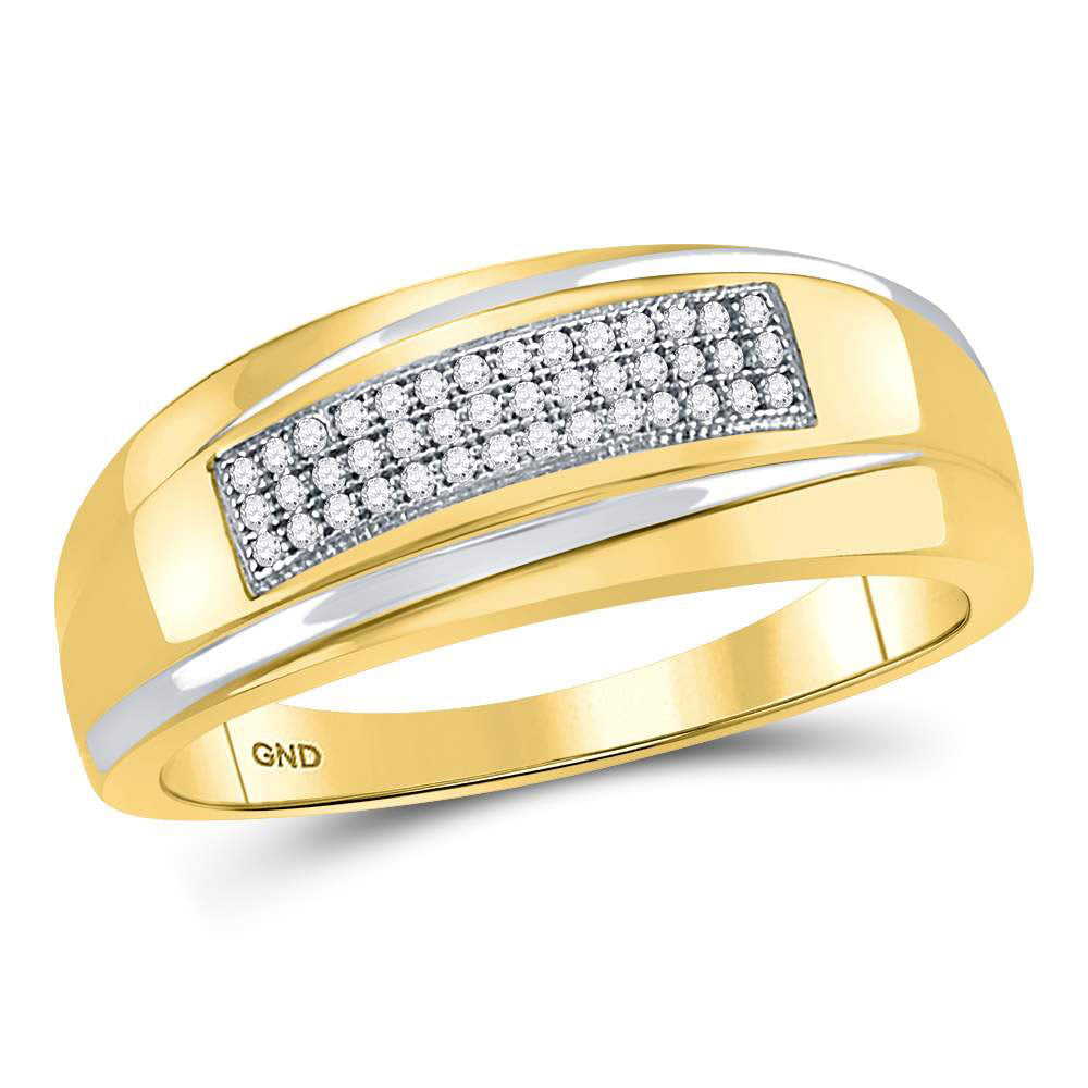 10kt Two-tone Gold Mens Round Diamond Wedding Band Ring 1/8 Cttw