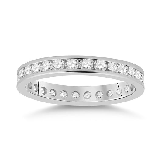 14kt White Gold Womens Round Diamond Eternity Wedding Band 1 Cttw