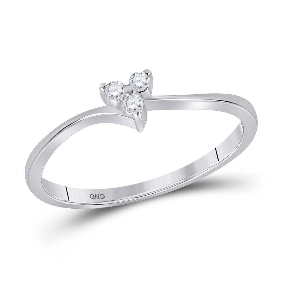 10kt White Gold Womens Round Diamond Heart Promise Ring 1/20 Cttw
