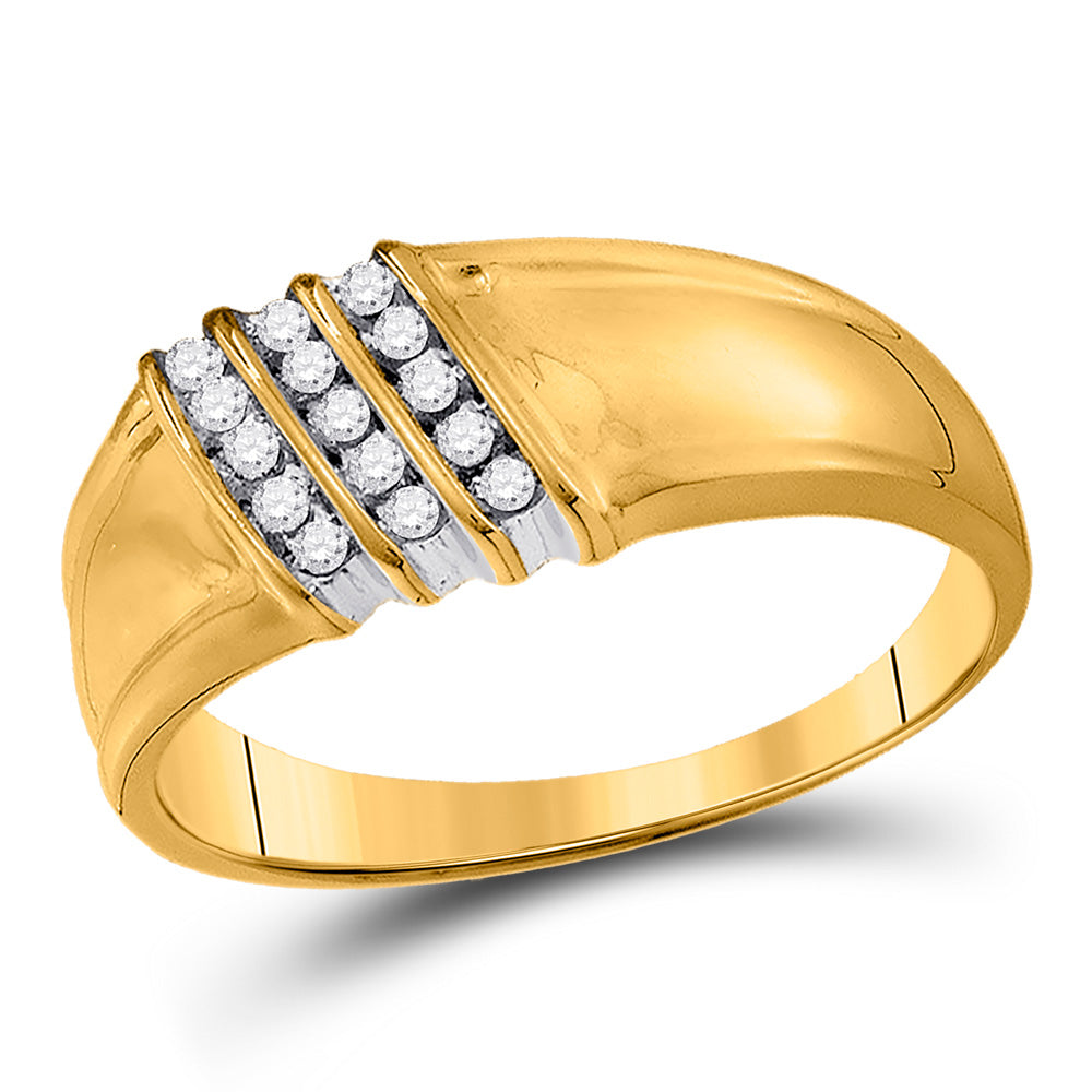 10kt Yellow Gold Mens Round Diamond Band Ring 1/6 Cttw