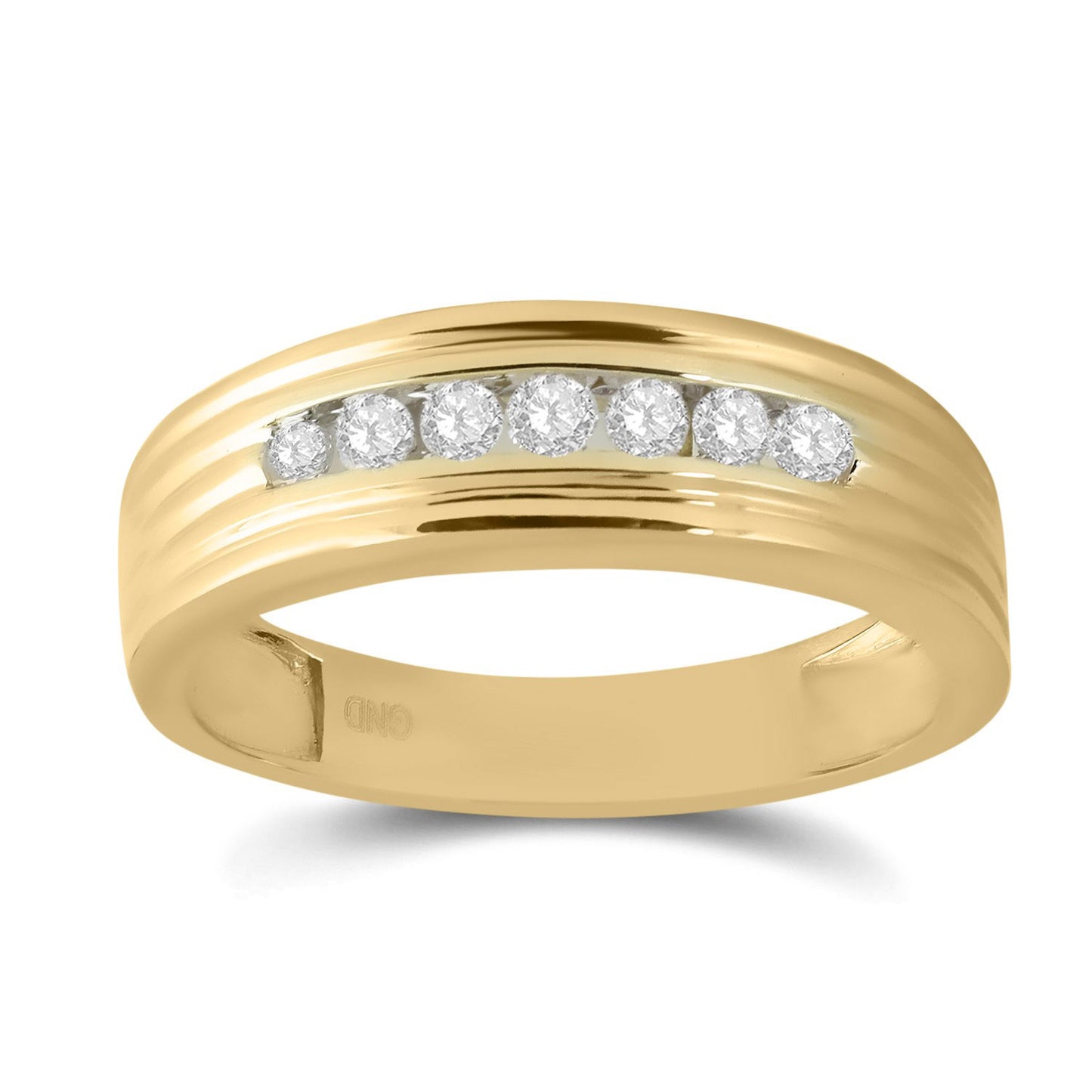 10kt Yellow Gold Mens Round Diamond Wedding Single Row Band Ring 1/4 Cttw