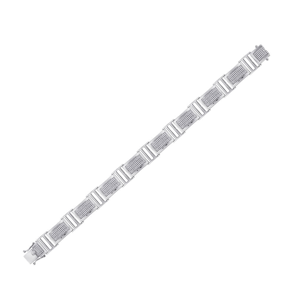 10kt White Gold Mens Round Diamond Link Bracelet 2 Cttw