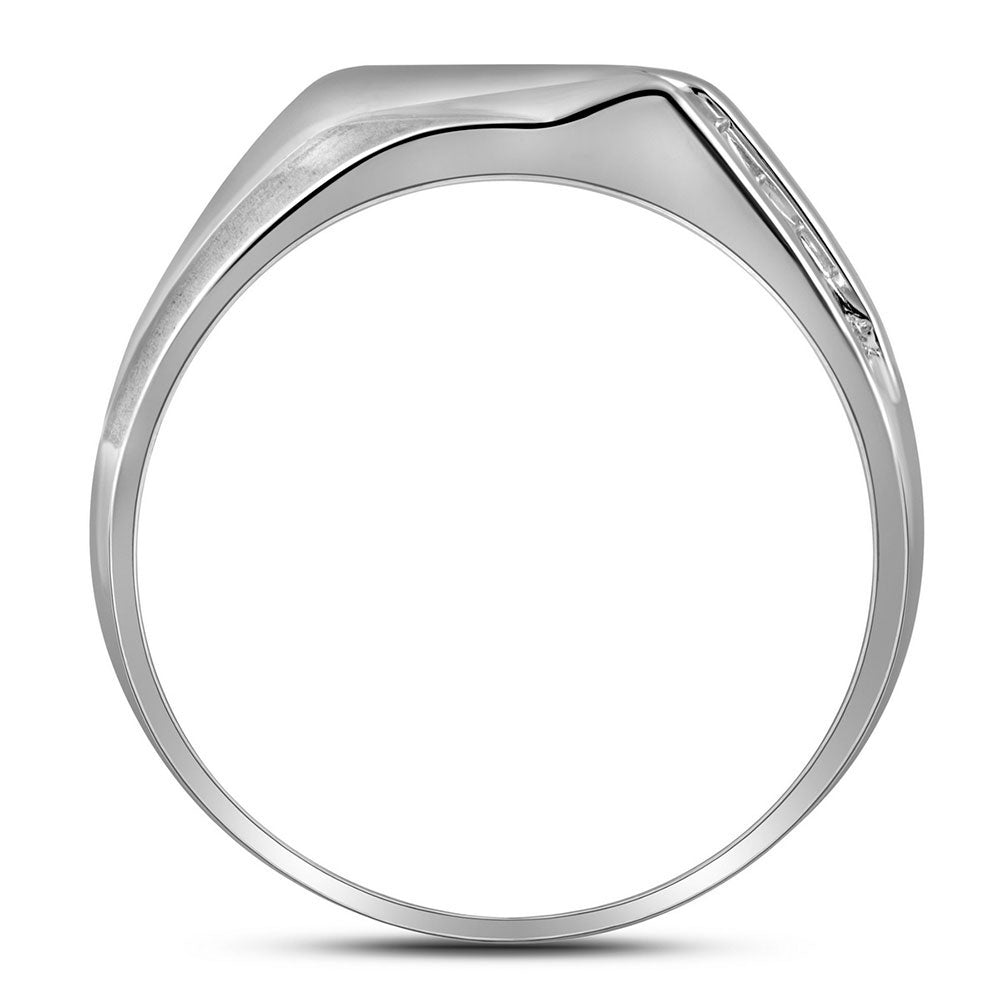 10kt White Gold Mens Round Diamond Wedding Band Ring 1/8 Cttw