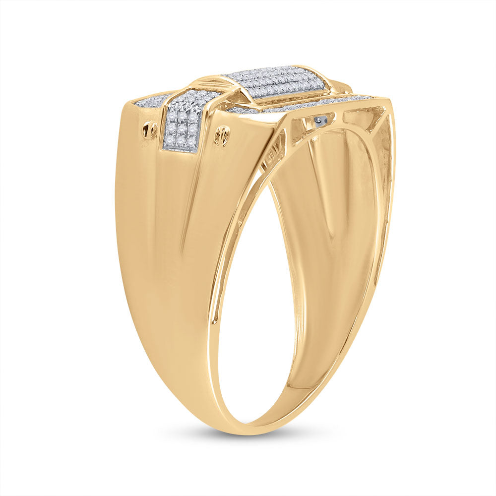10kt Yellow Gold Mens Round Diamond Fashion Ring 1/3 Cttw