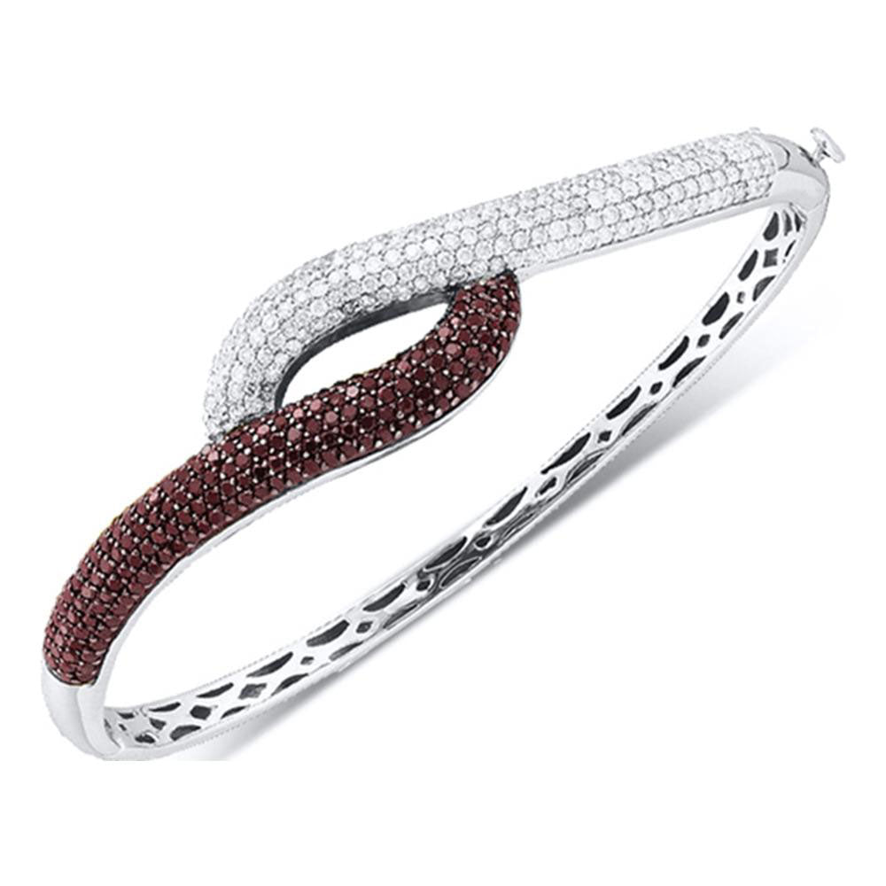 14k White Gold Womens Brown Diamond Luxury Bangle Bracelet 2-1/2 Cttw