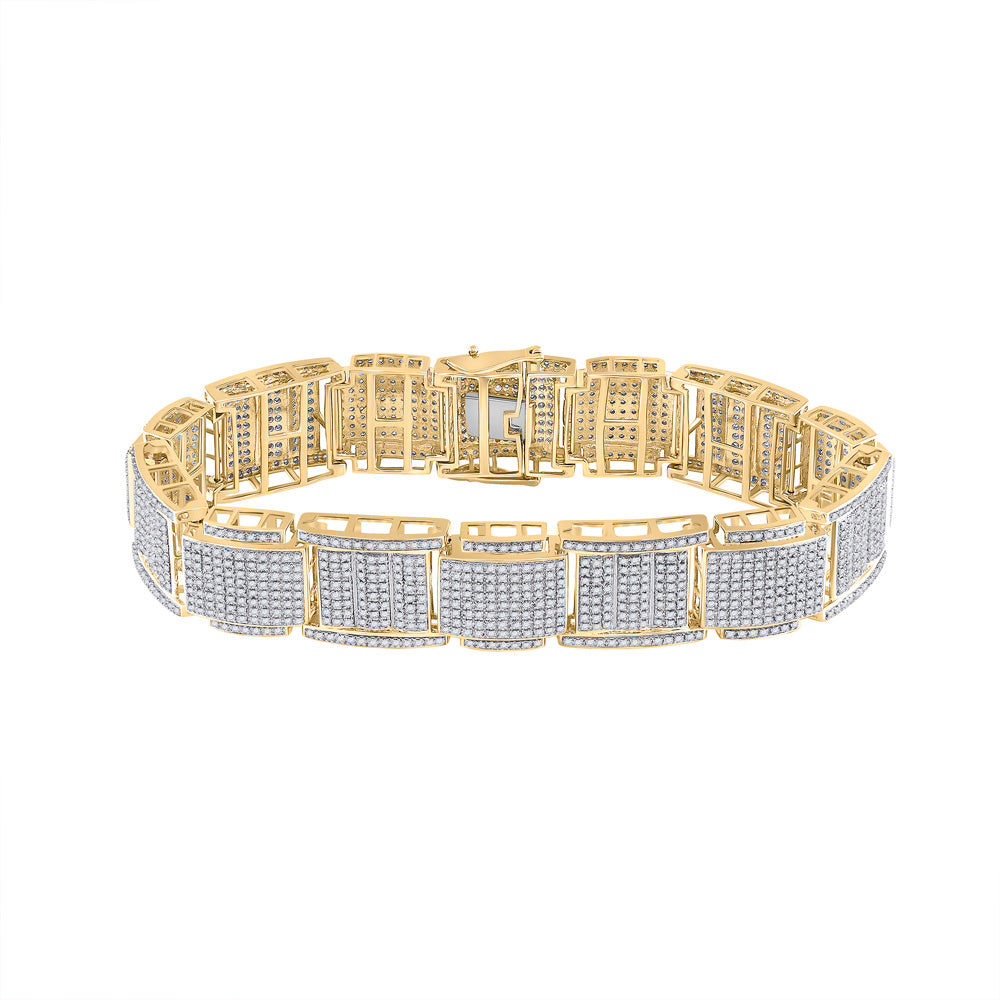 10kt Yellow Gold Mens Round Diamond Link Bracelet 4-1/2 Cttw