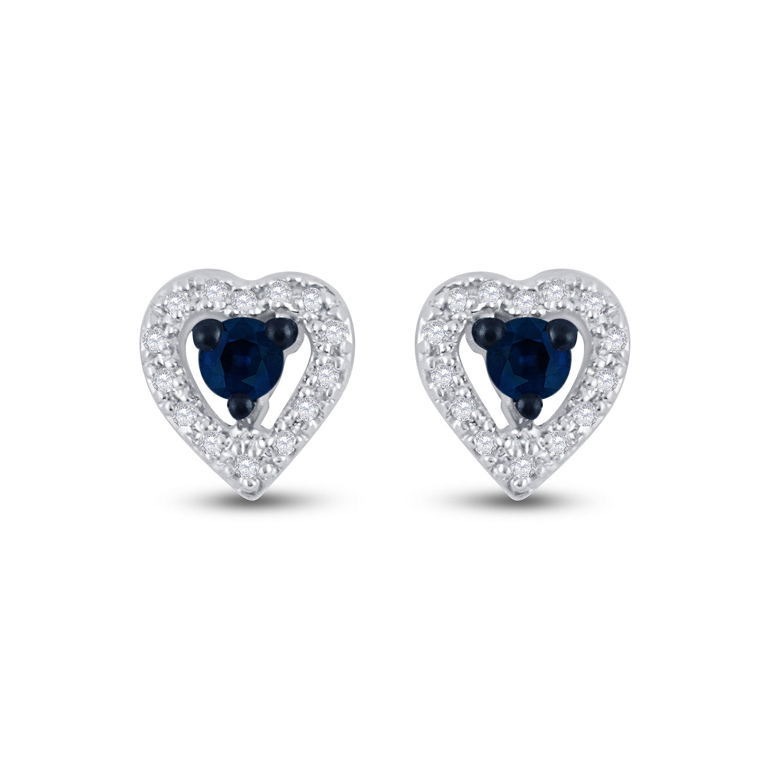 10kt White Gold Womens Round Blue Color Enhanced Diamond Heart Earrings 1/5 Cttw