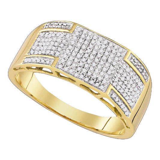 10kt Yellow Gold Mens Round Diamond Band Ring 3/8 Cttw