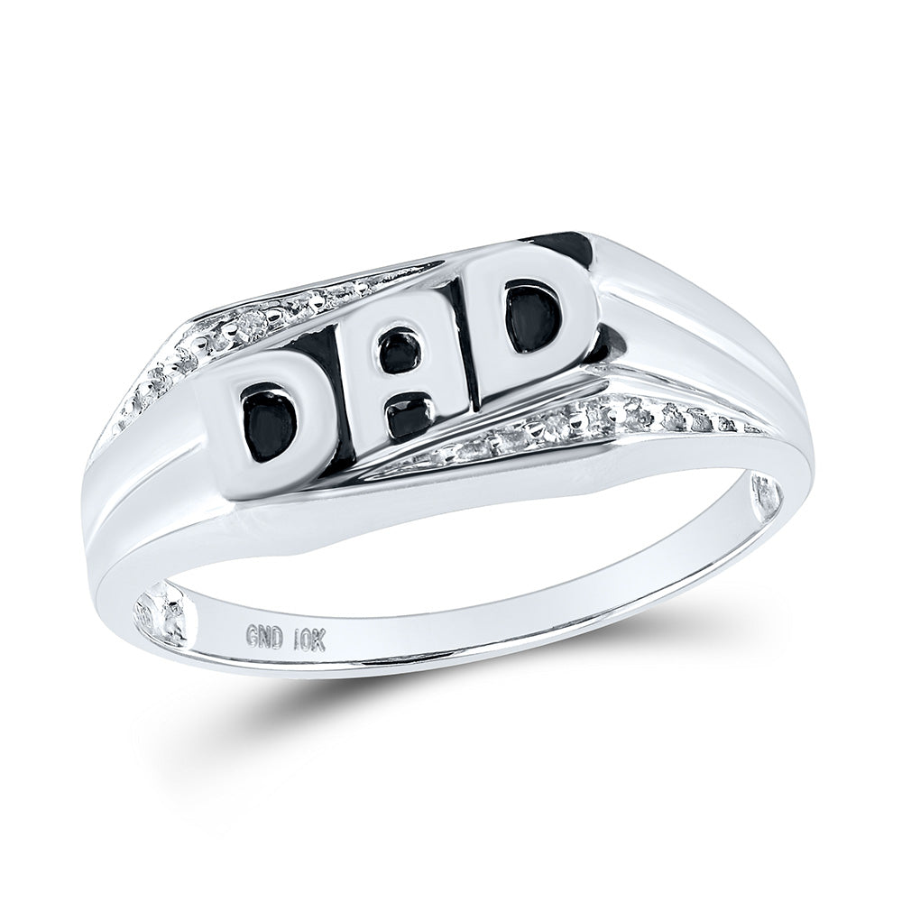 10kt White Gold Mens Round Diamond Dad Father Band Ring .01 Cttw