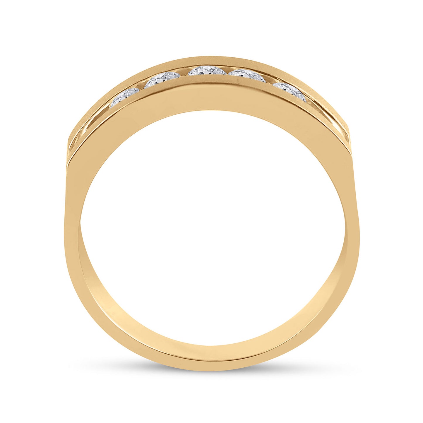 10kt Yellow Gold Mens Round Diamond Wedding 5-Stone Band Ring 1/2 Cttw