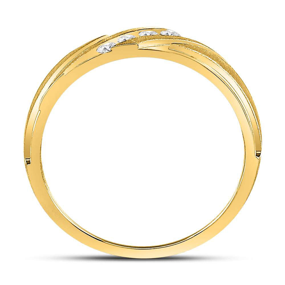 10kt Yellow Gold Mens Round Diamond Wedding Band Ring 1/6 Cttw