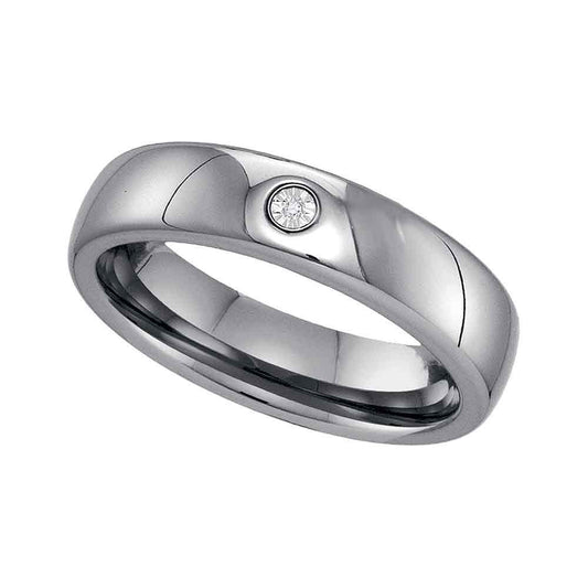 Tungsten Carbide Mens Round Diamond Band Ring .01 Cttw Size 8.5