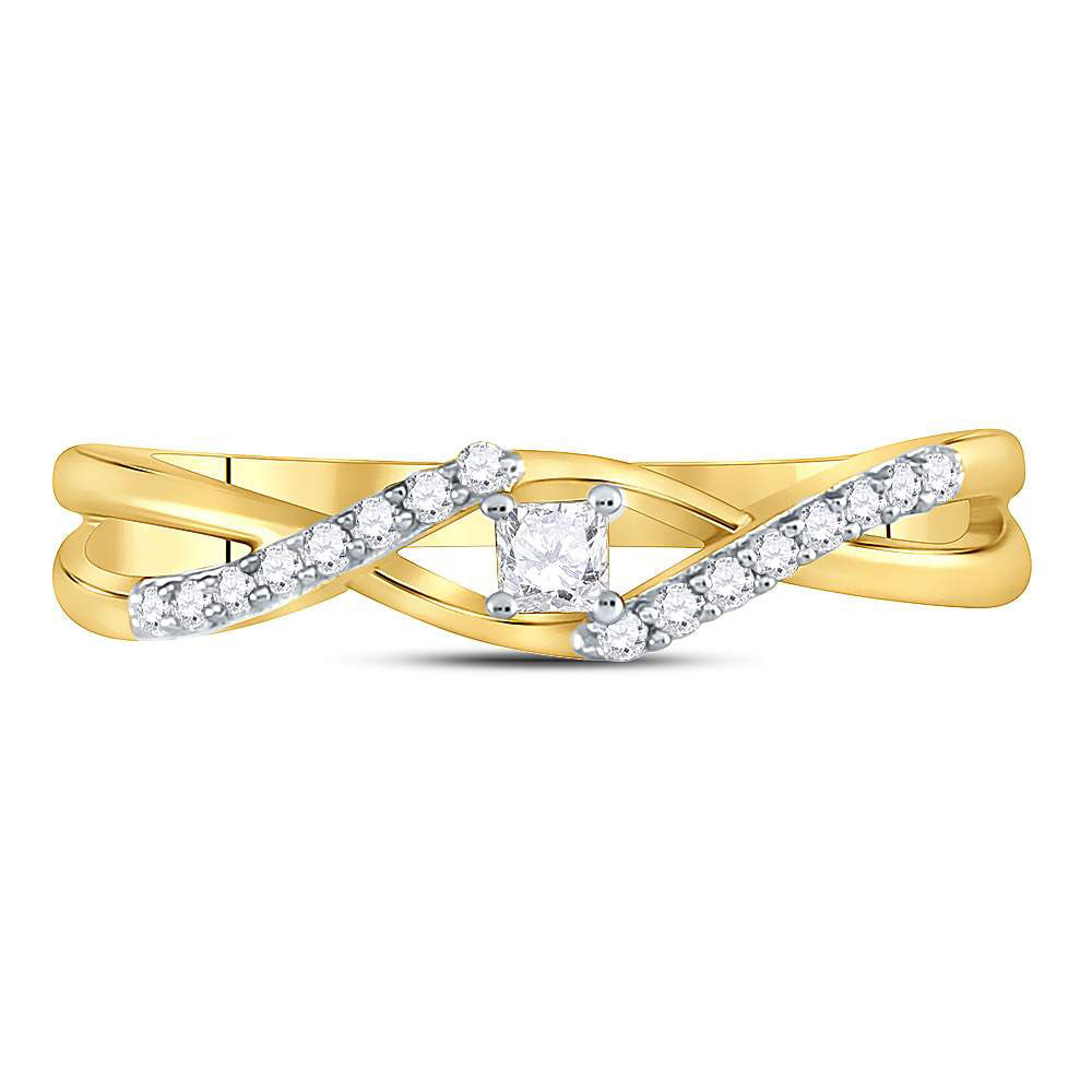 10kt Yellow Gold Womens Princess Diamond Solitaire Promise Ring 1/6 Cttw