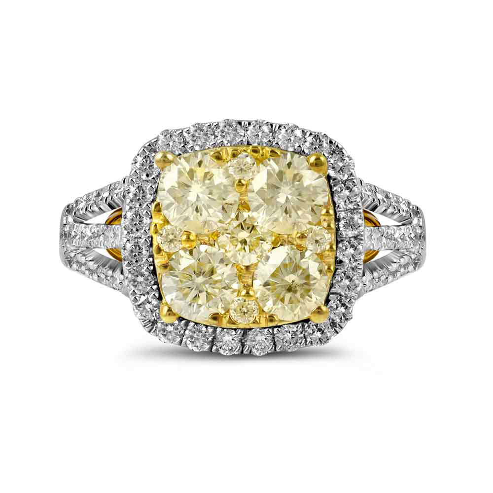 14kt White Gold Round Yellow Diamond Bridal Wedding Engagement Ring 2 Cttw