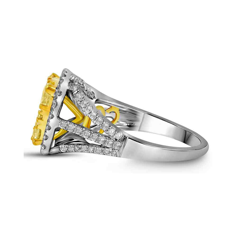 14kt White Gold Round Yellow Diamond Bridal Wedding Engagement Ring 2 Cttw