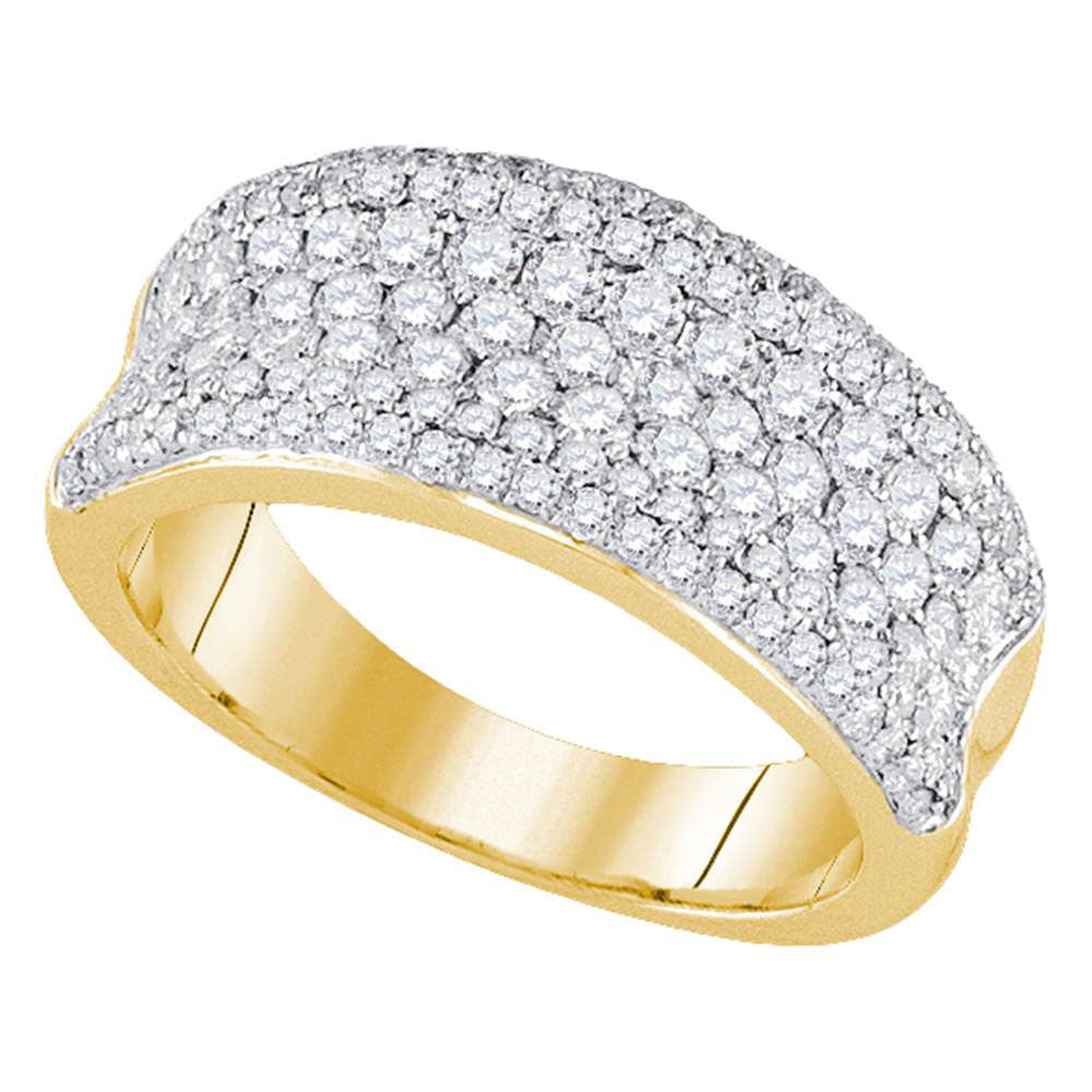 14k Yellow Gold Womens Round Diamond Pave Wedding Anniversary Band Ring 1-1/3 Cttw