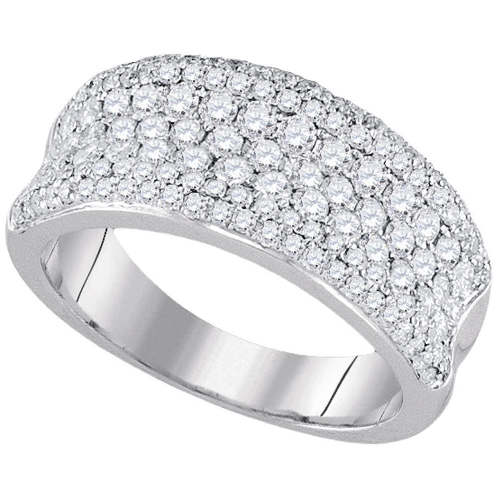 14kt White Gold Womens Round Diamond Anniversary Band Ring 1-1/3 Cttw