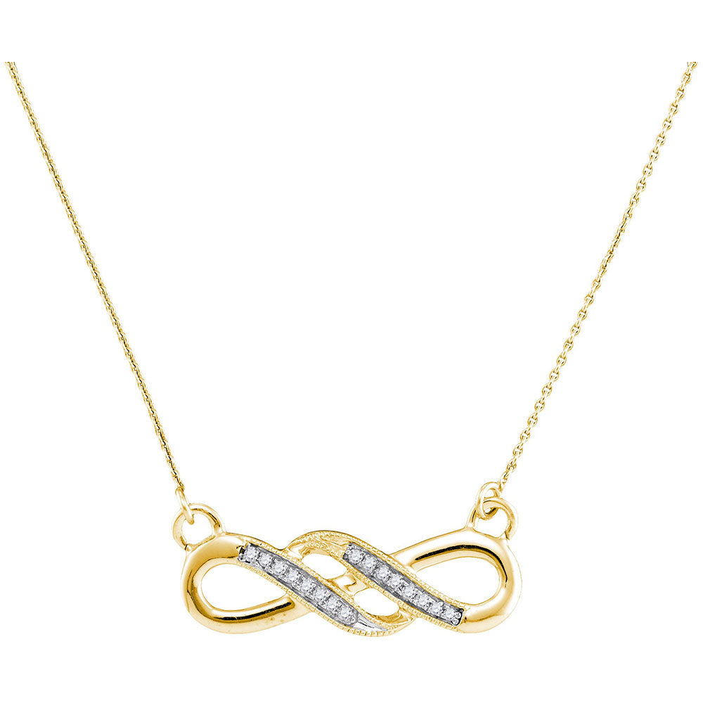 10kt Yellow Gold Womens Round Diamond Infinity Pendant Necklace 1/20 Cttw