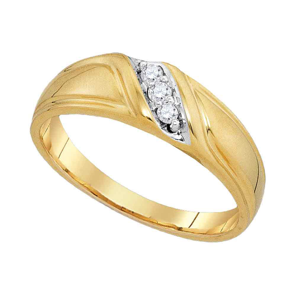 10kt Yellow Gold His Hers Round Diamond Solitaire Matching Wedding Set 1/4 Cttw