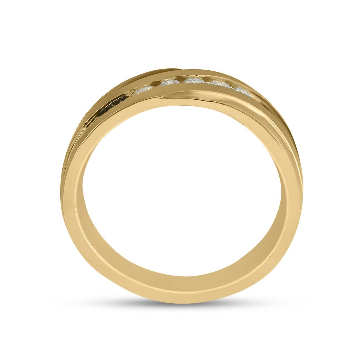 14kt Yellow Gold Mens Round Diamond Diagonal Wedding Band Ring 1/4 Cttw