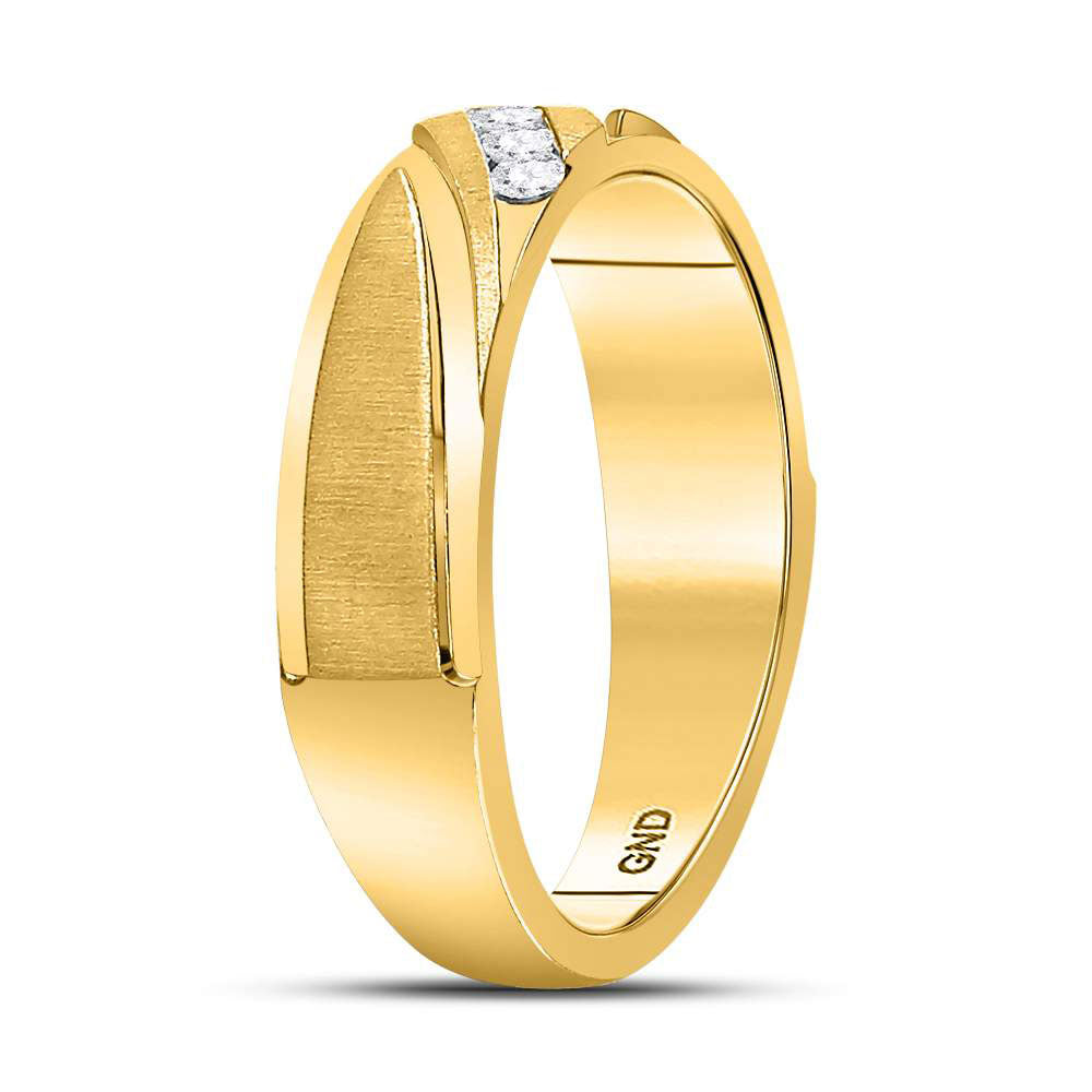 14kt Yellow Gold Mens Round Diamond Wedding Channel-Set Band Ring 1/6 Cttw