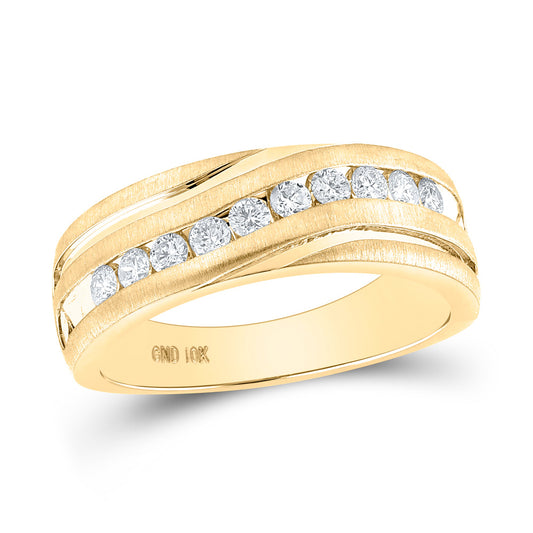 10kt Yellow Gold Mens Round Diamond Wedding Band Ring 1/2 Cttw