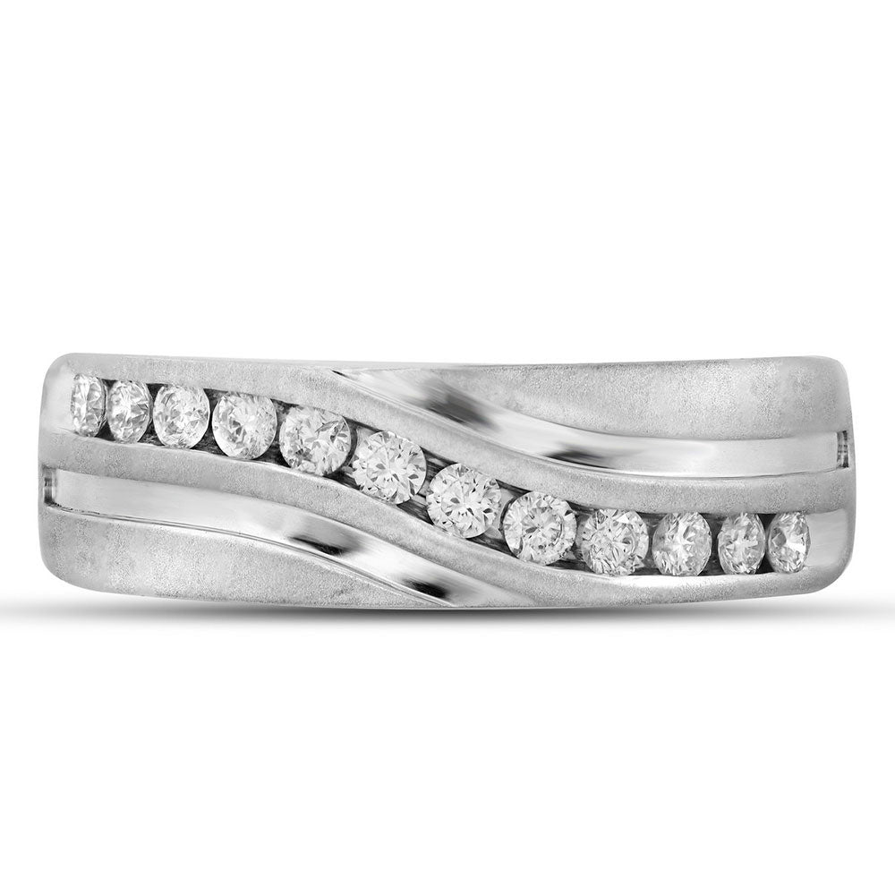 10kt White Gold Mens Round Diamond Wedding Band Ring 1 Cttw