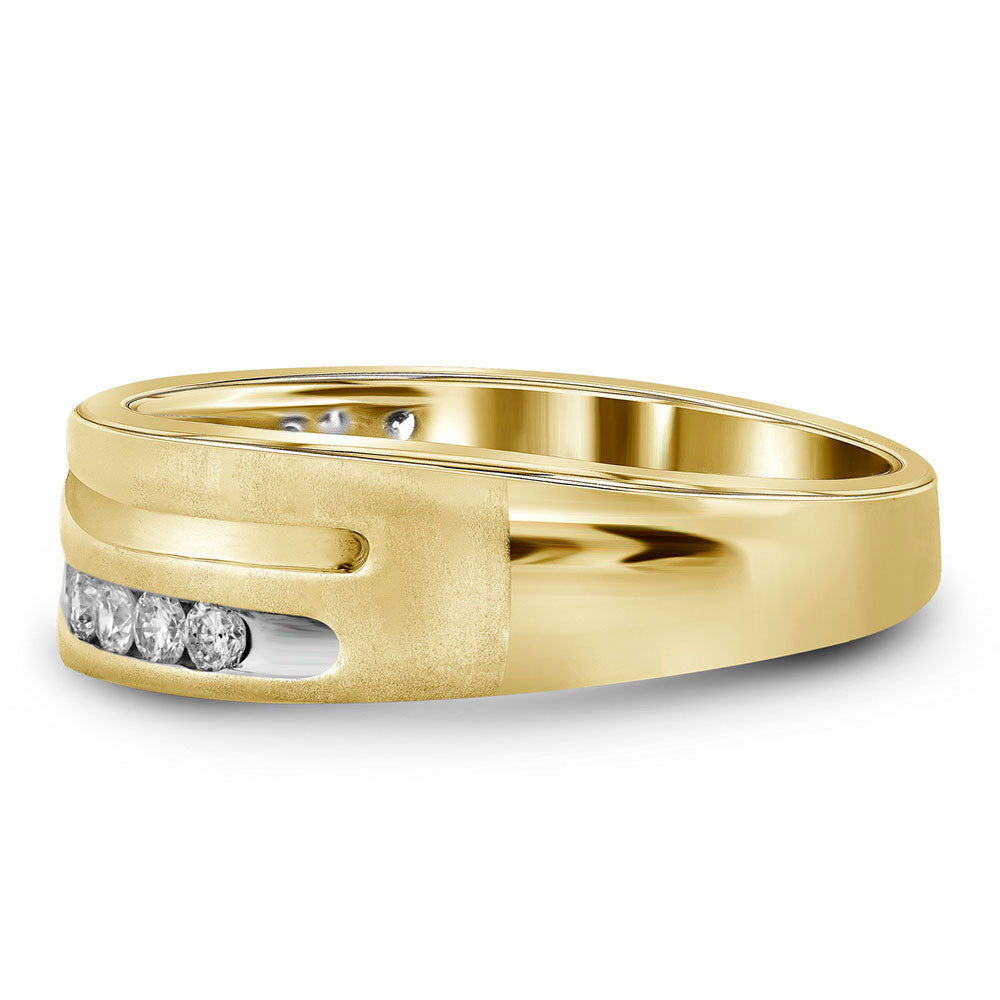 10kt Yellow Gold Mens Round Diamond Wedding Band Ring 1 Cttw