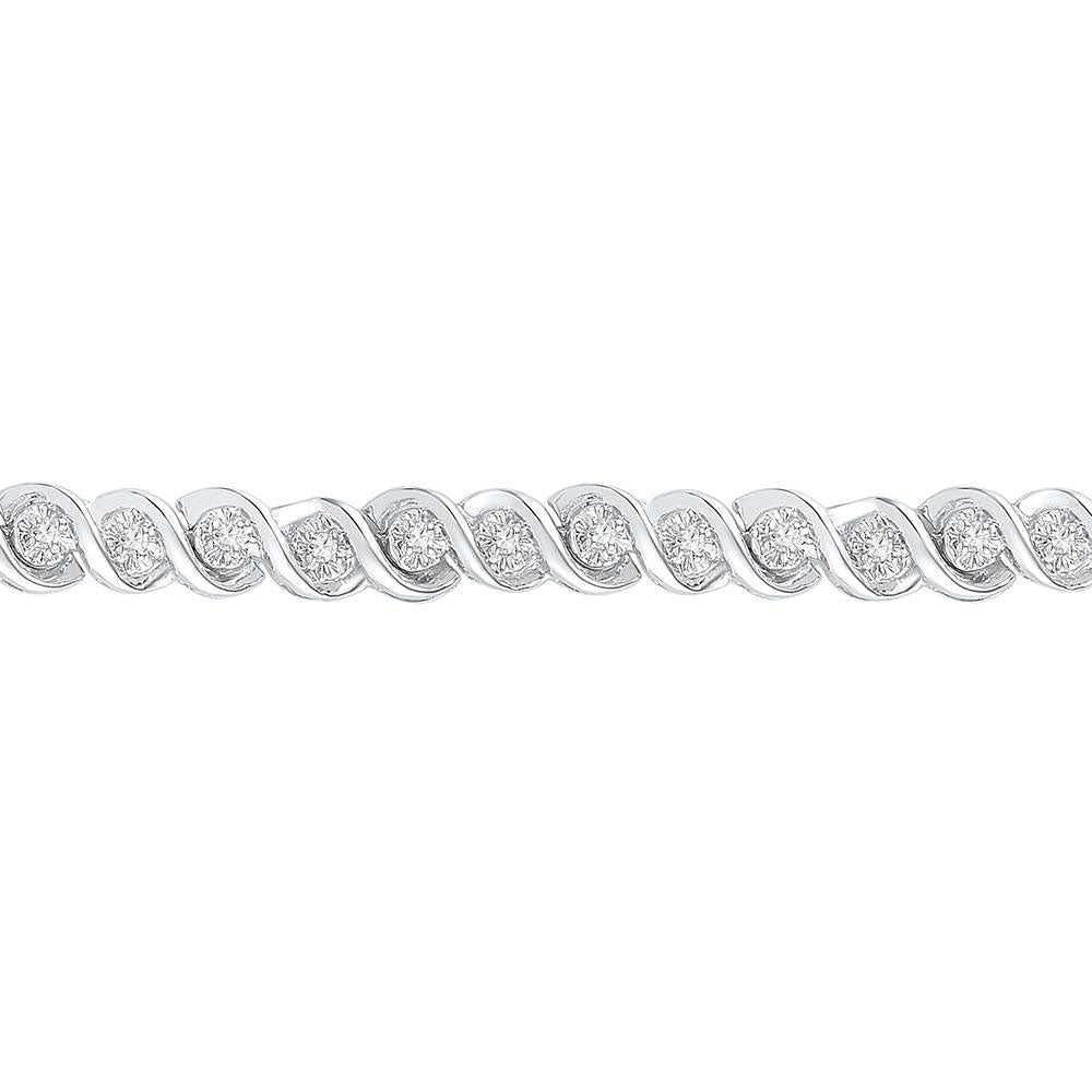 10kt White Gold Womens Round Diamond Tennis Bracelet 1/2 Cttw