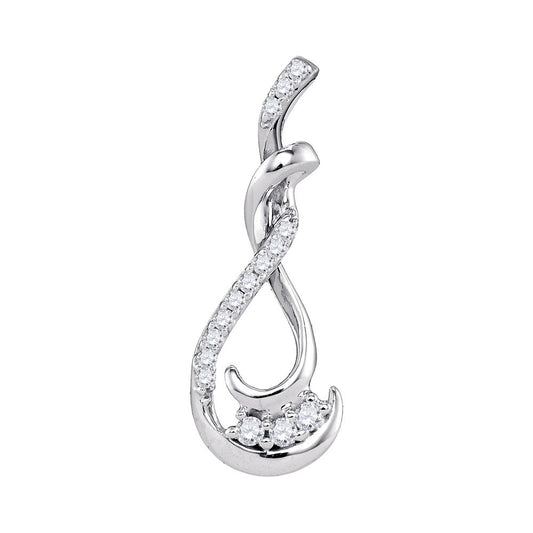 10kt White Gold Womens Round Diamond Cradled 3-Stone Infinity Pendant 1/5 Cttw