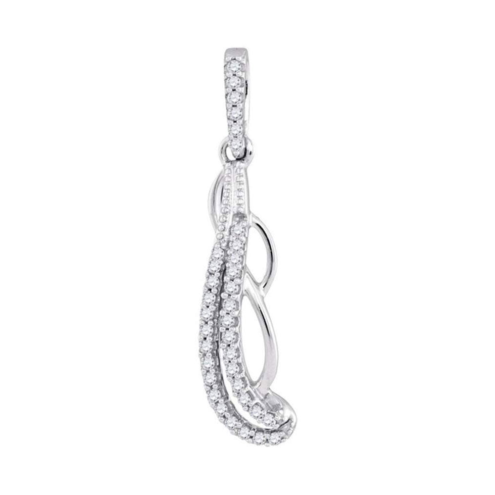 10kt White Gold Womens Round Diamond Dangle Fashion Pendant 1/8 Cttw