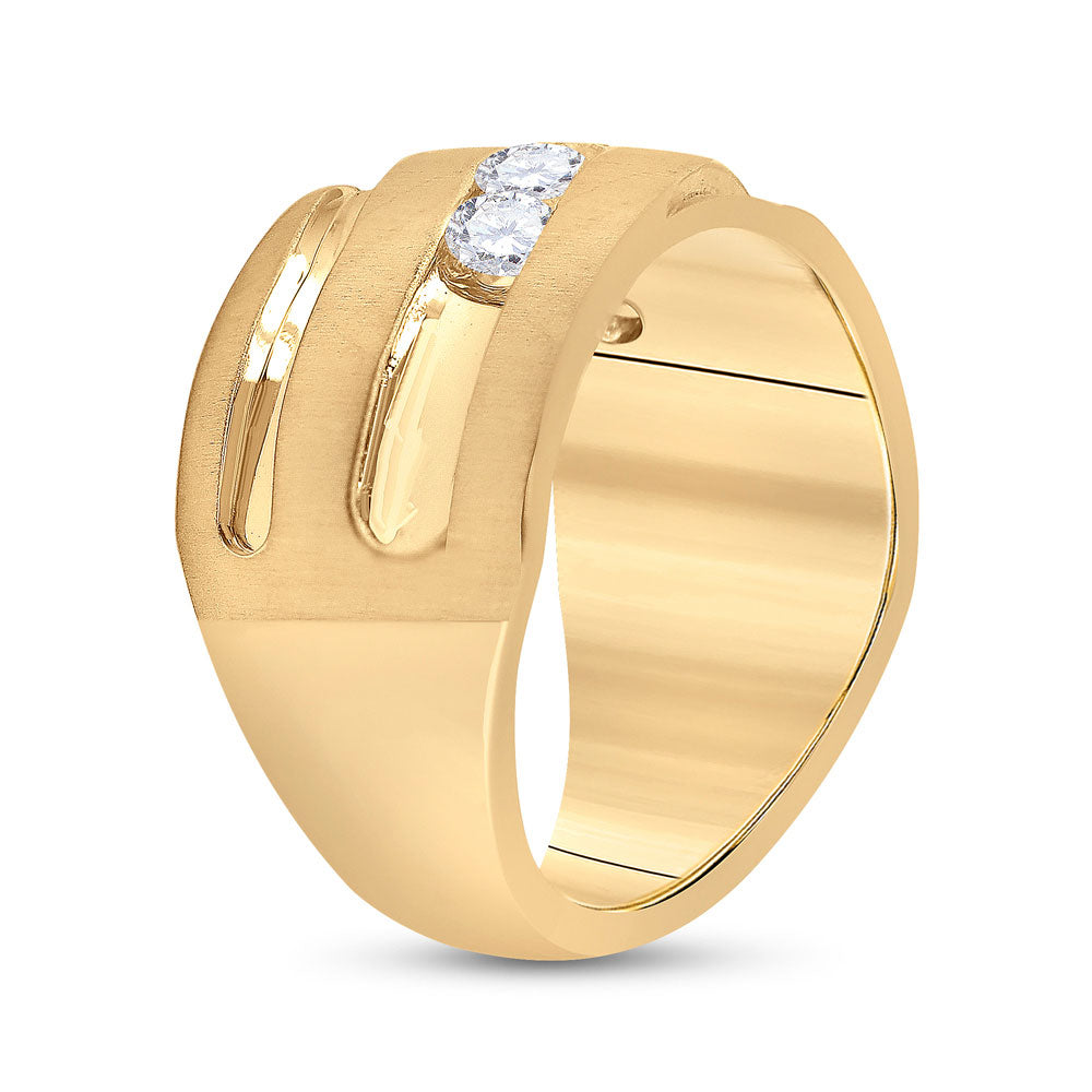 10kt Yellow Gold Mens Round Diamond Wedding Anniversary Band Ring 1 Cttw