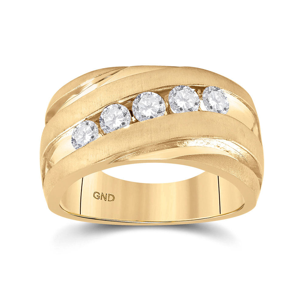 10kt Yellow Gold Mens Round Diamond Wedding Anniversary Band Ring 1 Cttw